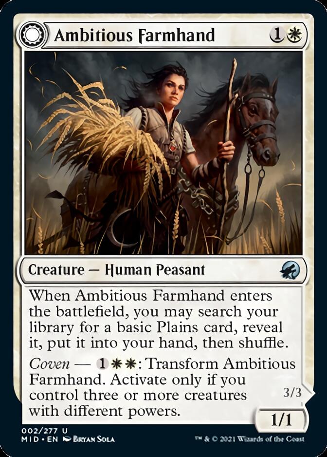 Ambitious Farmhand // Seasoned Cathar [Innistrad: Midnight Hunt] Magic: The Gathering