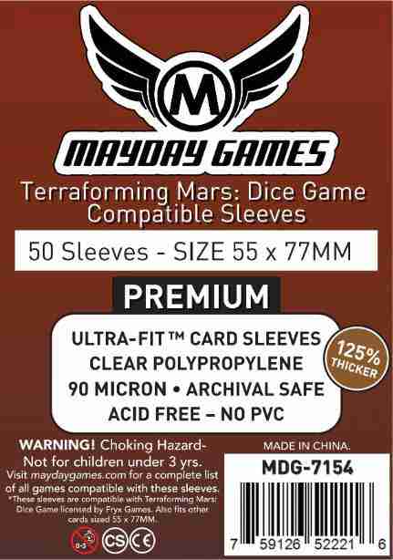 Mayday Games Terraforming Mars: Dice Game Compatible Sleeves Premium (55x77mm) 50 pack