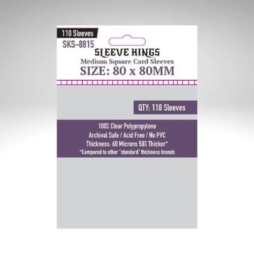 Sleeve Kings Medium Square Card Sleeves (80x80mm)  110 Pack