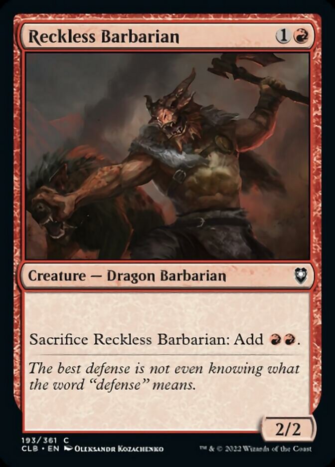 Reckless Barbarian [Commander Legends: Battle for Baldur's Gate] Magic: The Gathering