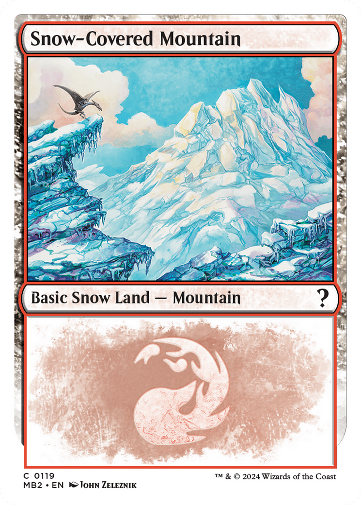 Snow-Covered Mountain (White Border) [Mystery Booster 2] Magic: The Gathering