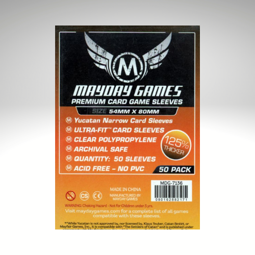 Mayday Games Yucatan Premuim Sleeves-Narrow (54x80mm) 50 pack