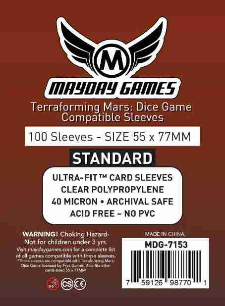 Mayday Games Terraforming Mars: Dice Game Compatible Sleeves Standard (55x77mm) 100 pack