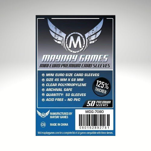 Mayday Games Mini Euro Card PremuimSleeves (45x68mm) 50 pack